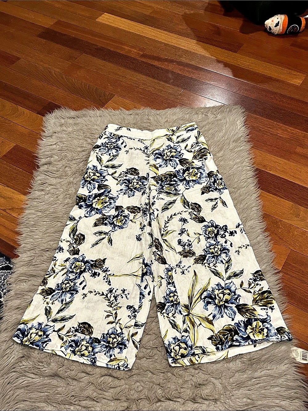 Joie Floral Linen Cropped Wide Leg Pants Size Medium